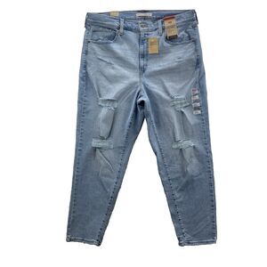 Levi's Mom Jeans Women's 16W Blue High Waisted Tapered Ripped American Denim NWT